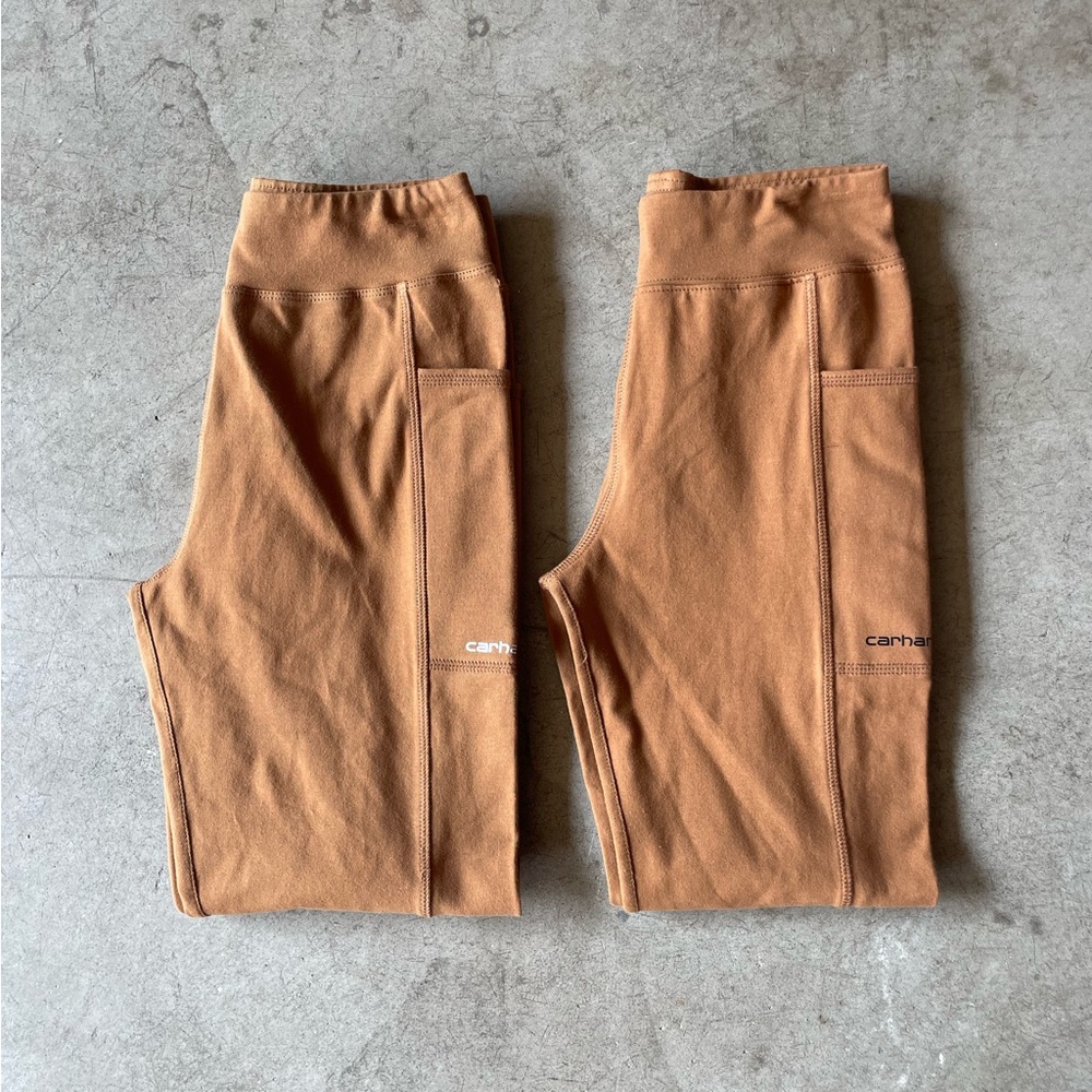 2 Carhartt Sample Skinny Tan/Brown Legging Pants With Side Pockets Size Medium